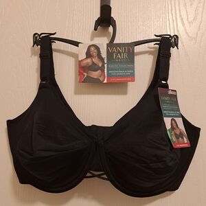 Vanity Fair Lingerie Underwire Bra 38DDD Black Radiant Collection 2 ply NWT